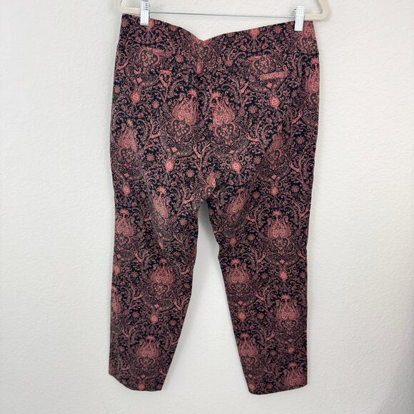 Soft Surroundings Womens Pull On Ankle Pants Size L Petite Paisley Stretch Black - Picture 3 of 6